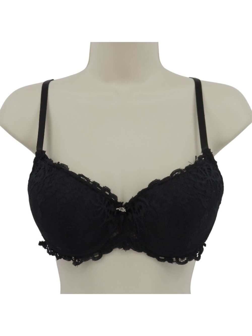 XOXO Women 34B 2041-70 Push Up Bra Black Floral Flower Lace Underwire Padded
